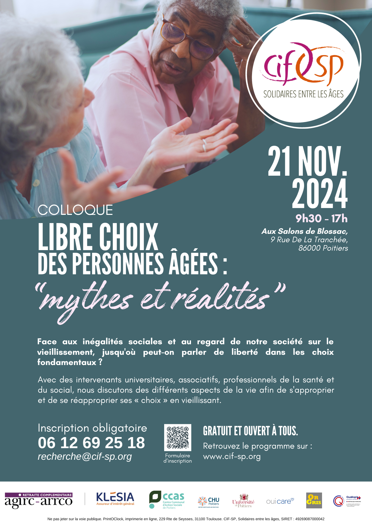Affiche du colloque CIF-SP Libre choix des personnes âgées