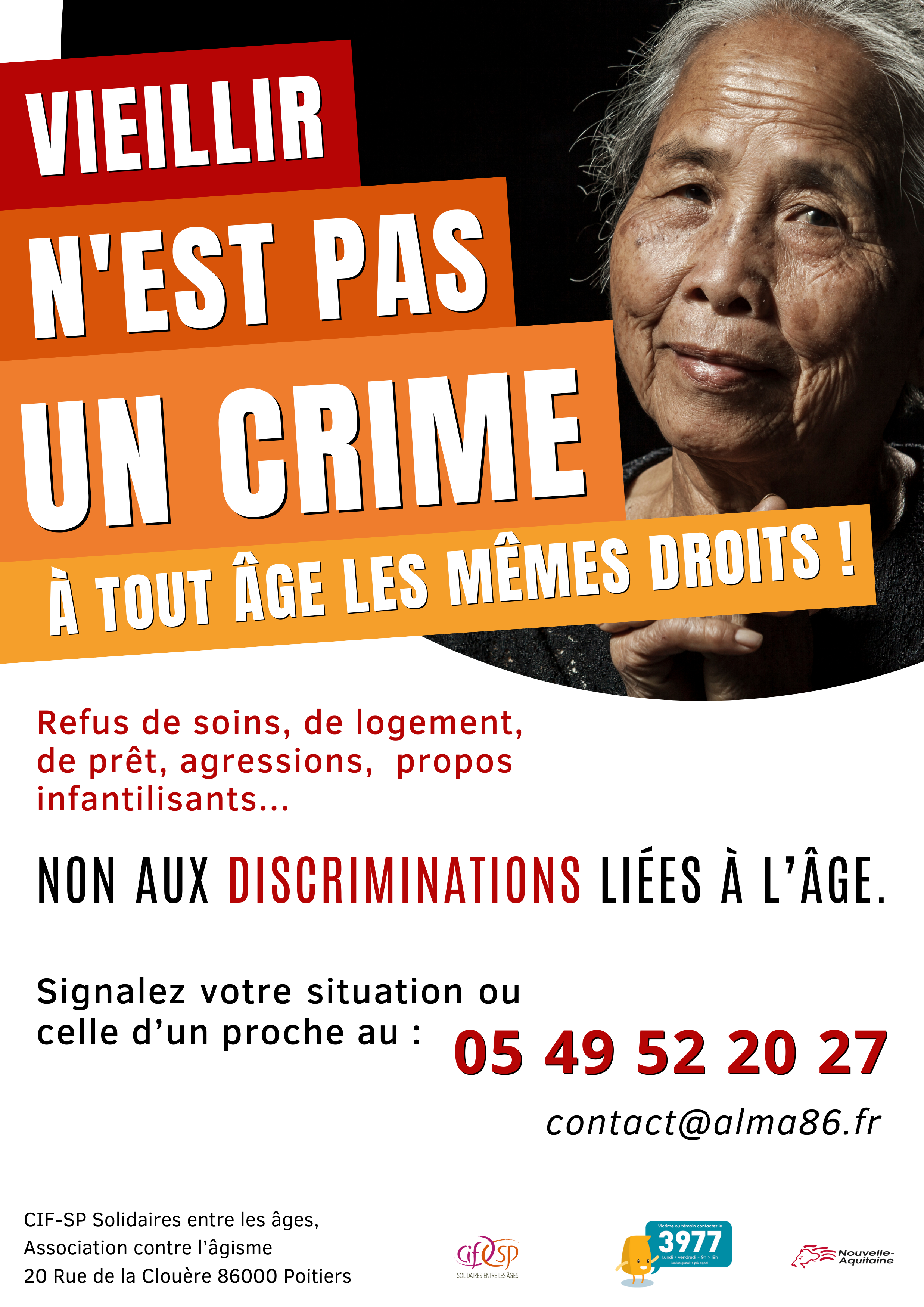 Affiche de campagne : l'âge n'est pas un crime